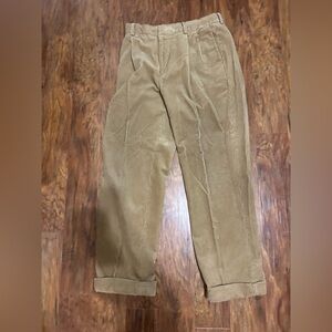 Vintage Men's Corduroy Pleated Front Trousers Tan Banana Republic